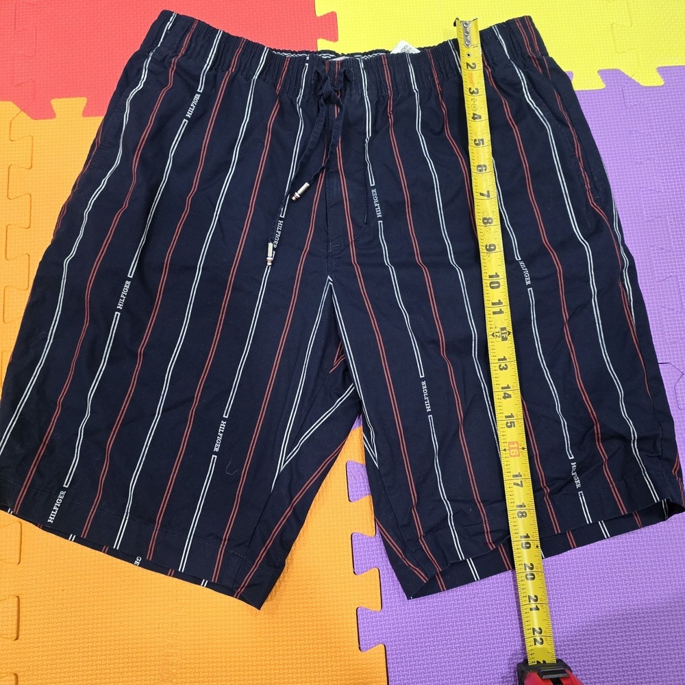 Tommy Hilfiger Men's Striped‎ Chino Shorts Size33 Navy Blue Red White...
